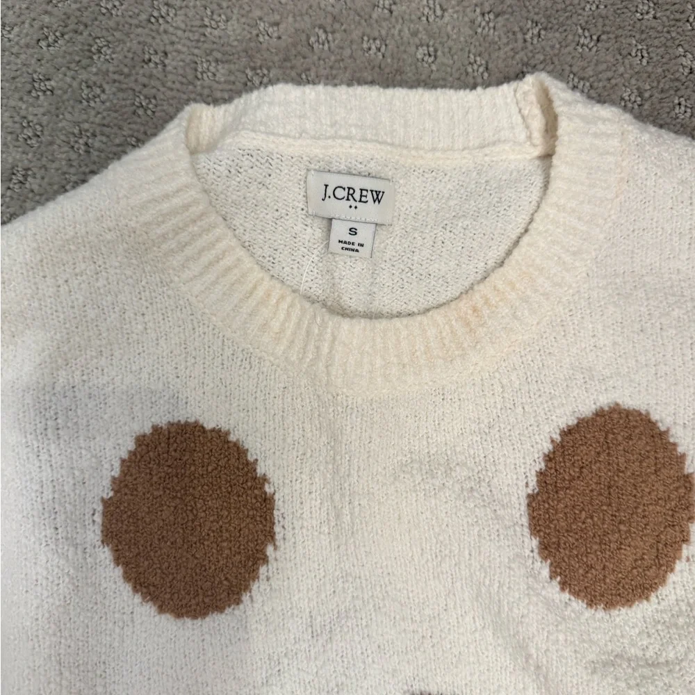 J. Crew Cream and Brown Dot Crewneck Sweater - Picture 3 of 3
